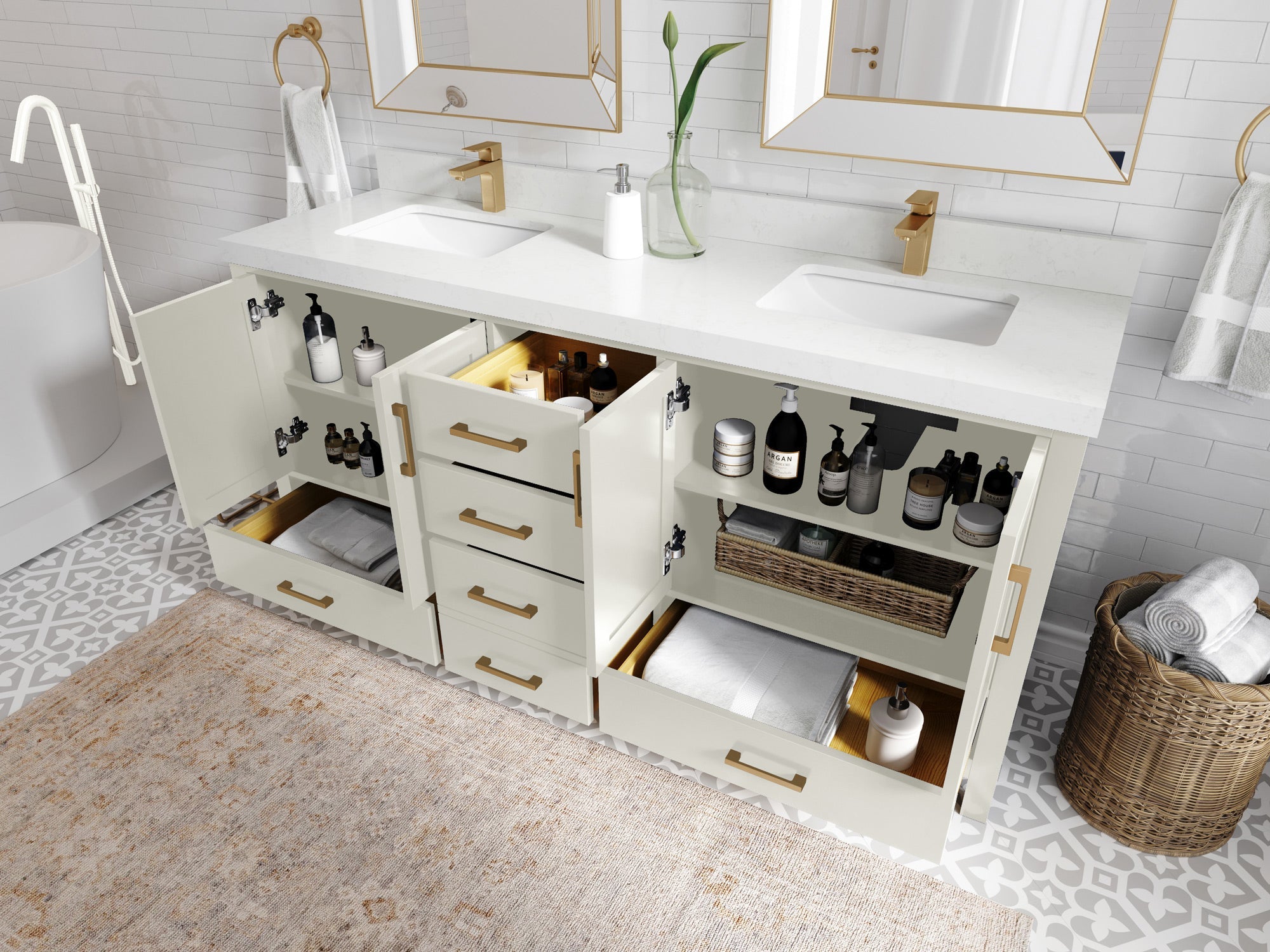 Malibu 72 in. W x 22 in. D Double Sink Bathroom Vanity - Willow Bath and Vanity