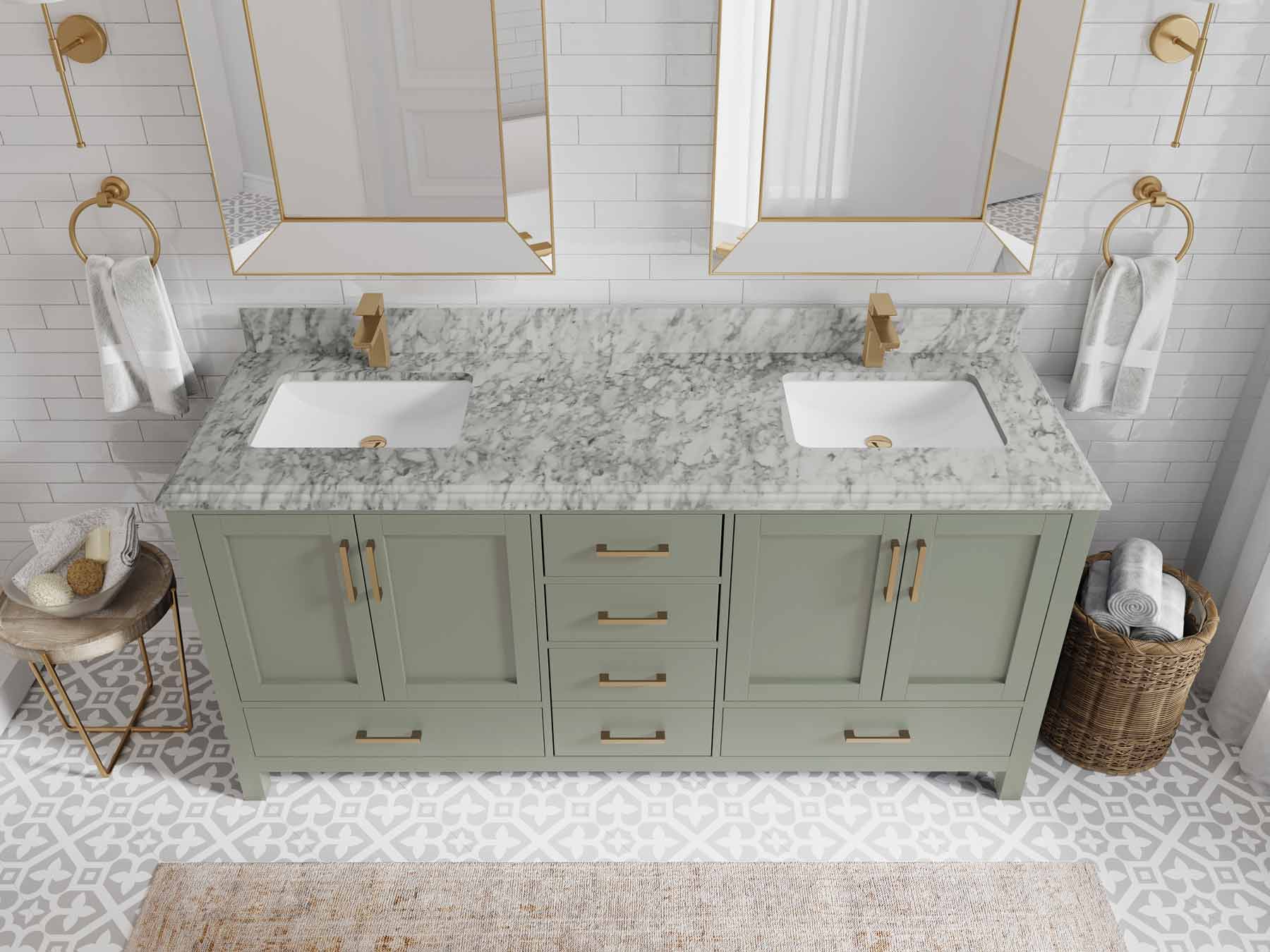 Malibu 72 in. W x 22 in. D Double Sink Bathroom Vanity - Willow Bath and Vanity
