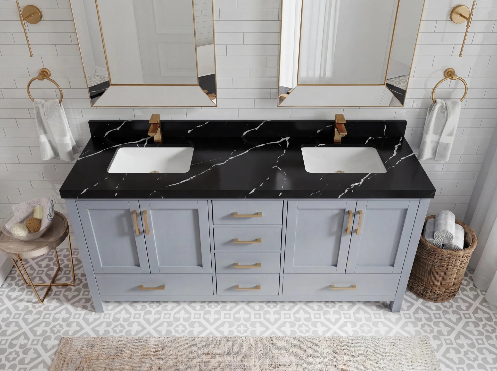 Malibu 72 in. W x 22 in. D Double Sink Bathroom Vanity - Willow Bath and Vanity