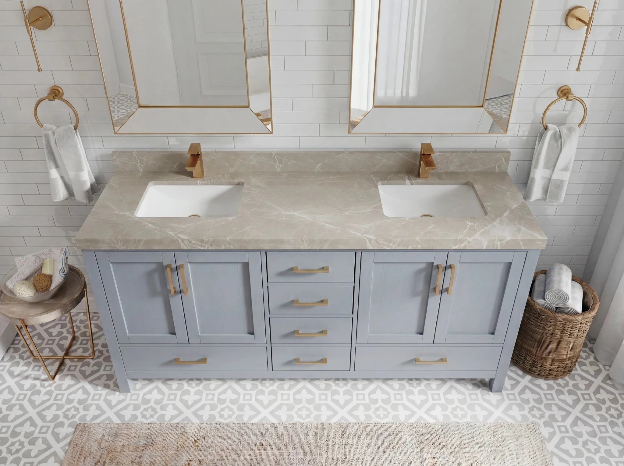 Malibu 72 in. W x 22 in. D Double Sink Bathroom Vanity - Willow Bath and Vanity