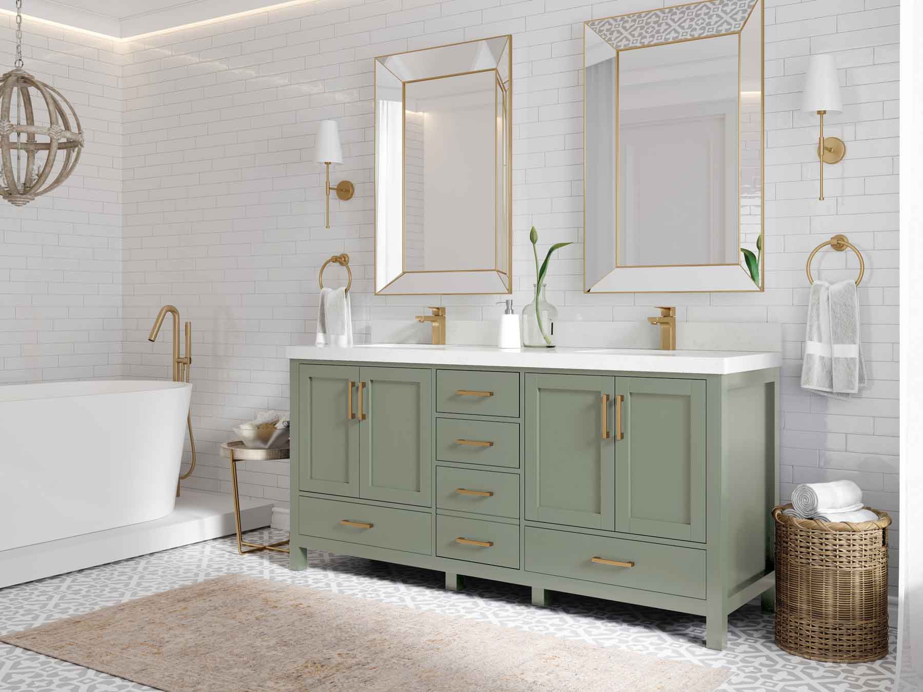 Malibu 72 in. W x 22 in. D Double Sink Bathroom Vanity - Willow Bath and Vanity