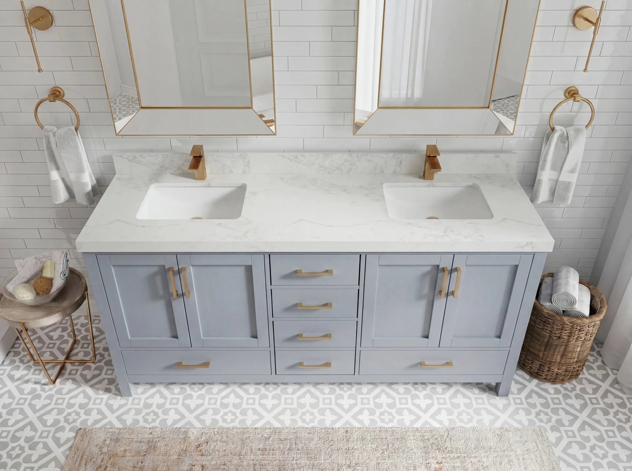Malibu 72 in. W x 22 in. D Double Sink Bathroom Vanity - Willow Bath and Vanity