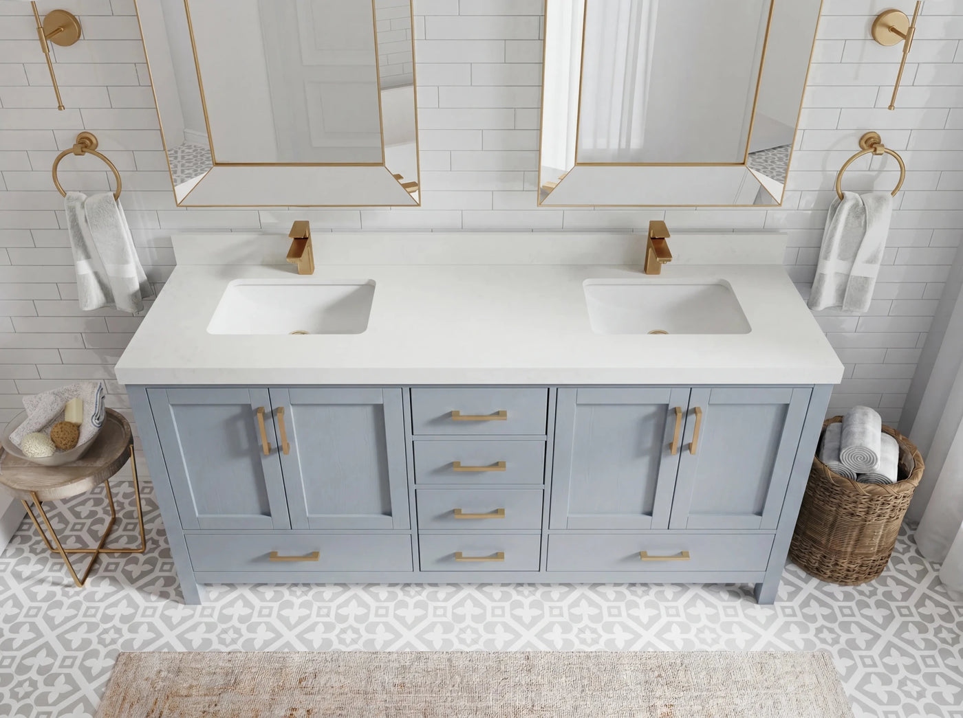Malibu 72 in. W x 22 in. D Double Sink Bathroom Vanity