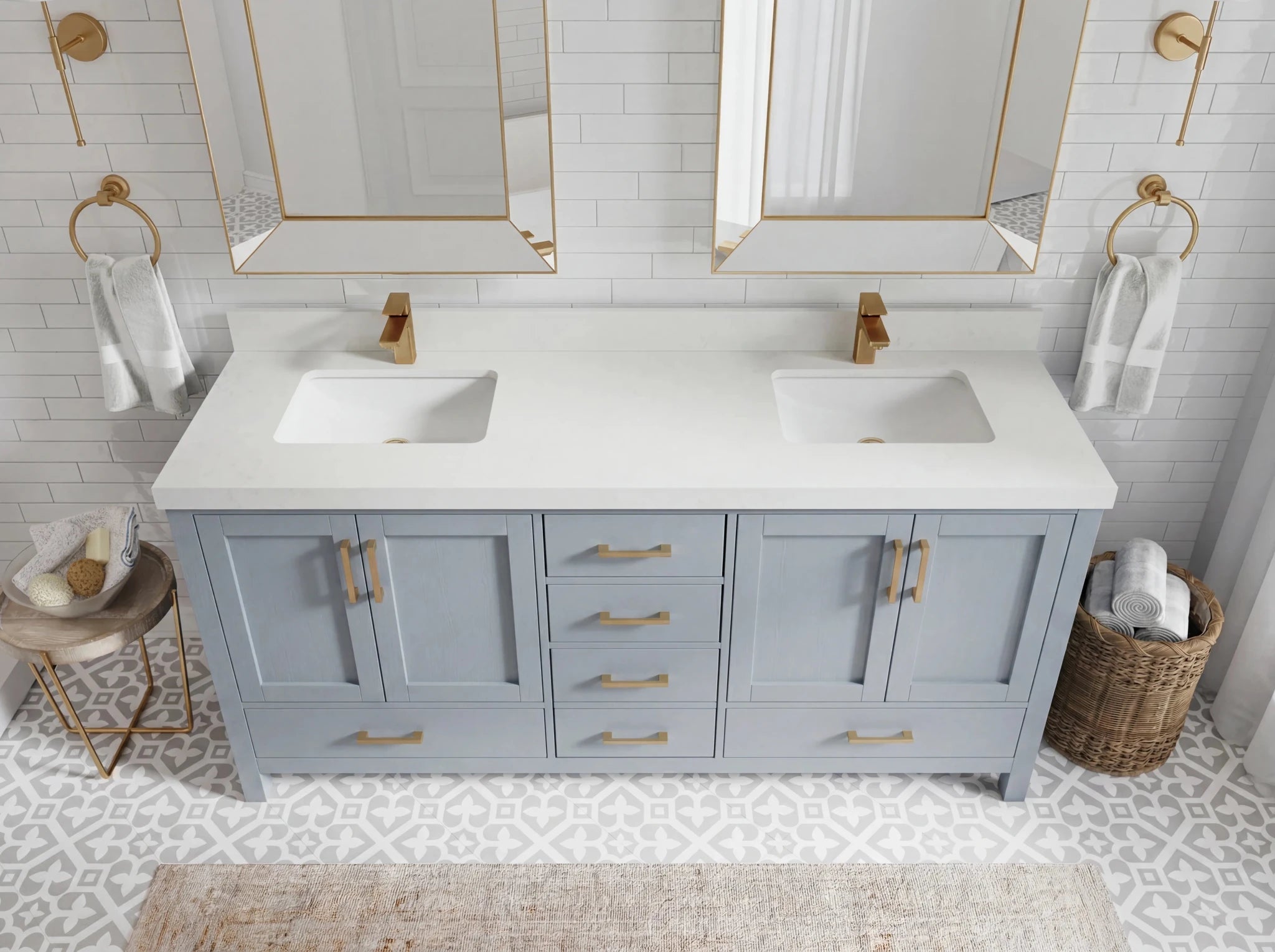 Malibu 72 in. W x 22 in. D Double Sink Bathroom Vanity - Willow Bath and Vanity