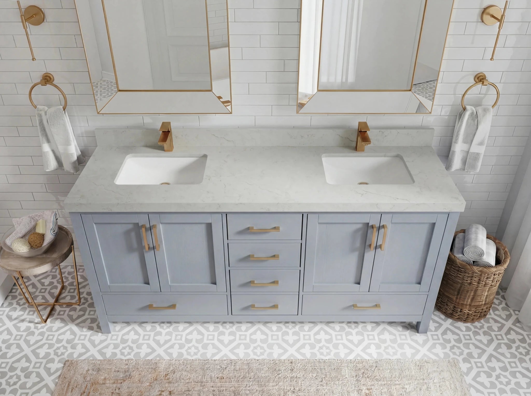 Malibu 72 in. W x 22 in. D Double Sink Bathroom Vanity - Willow Bath and Vanity