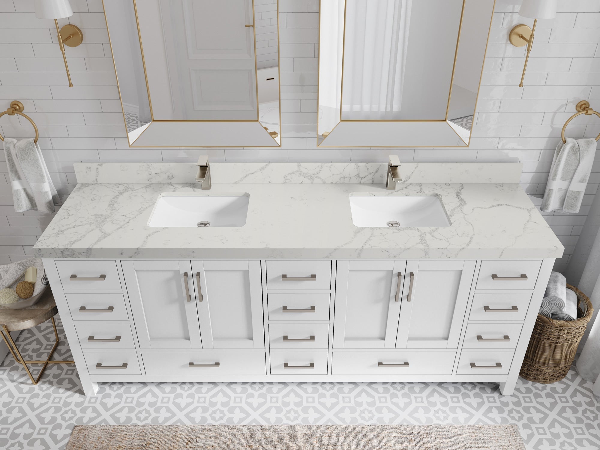 Malibu 84 in. W x 22 in. D Double Sink Bathroom Vanity - Willow Bath and Vanity