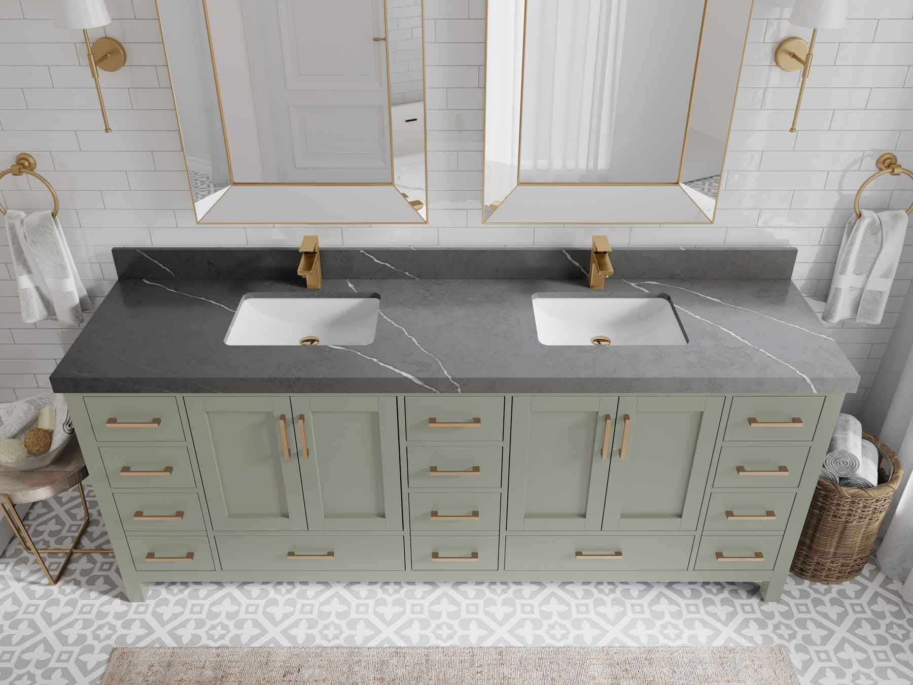 Malibu 84 in. W x 22 in. D Double Sink Bathroom Vanity - Willow Bath and Vanity
