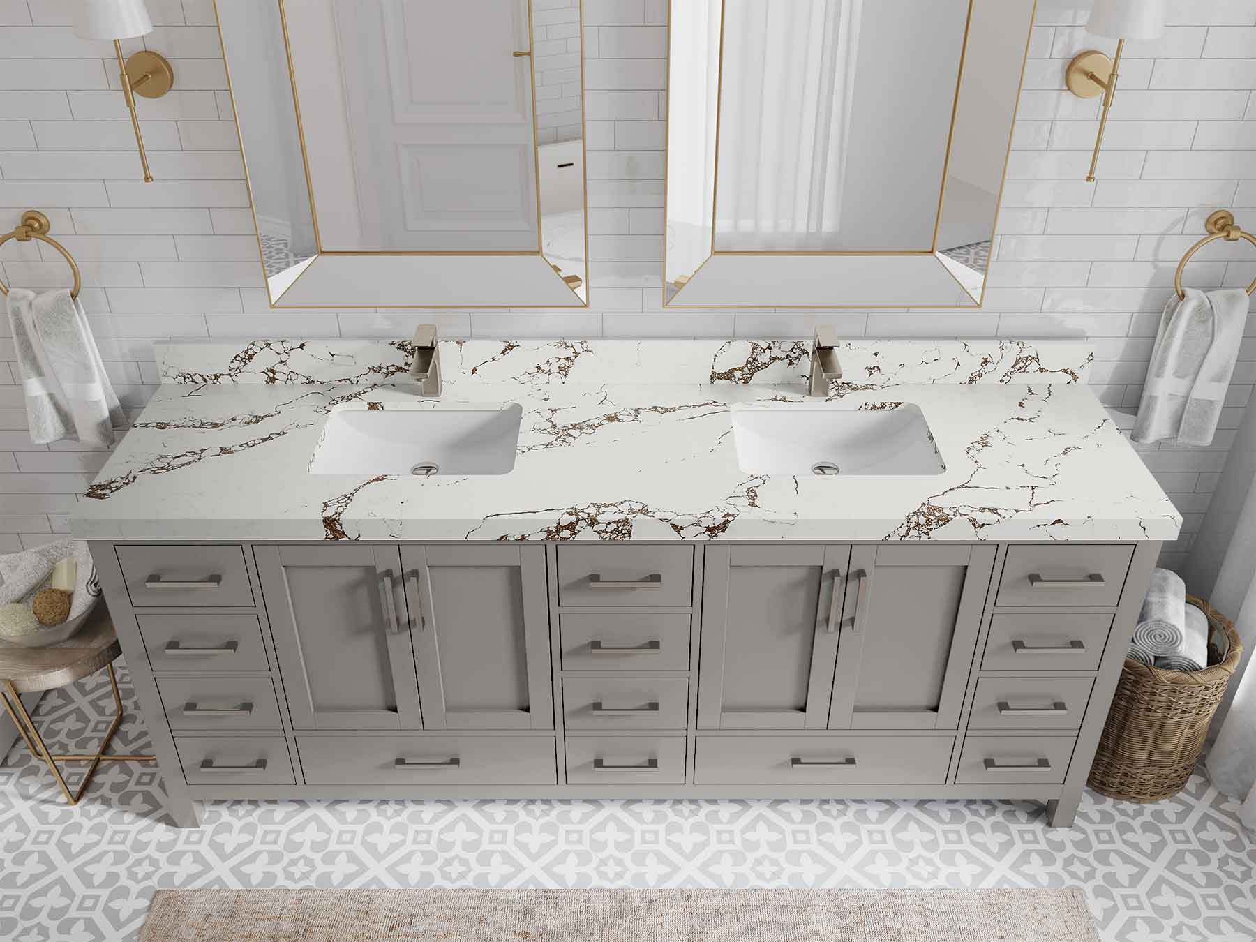 Malibu 84 in. W x 22 in. D Double Sink Bathroom Vanity - Willow Bath and Vanity