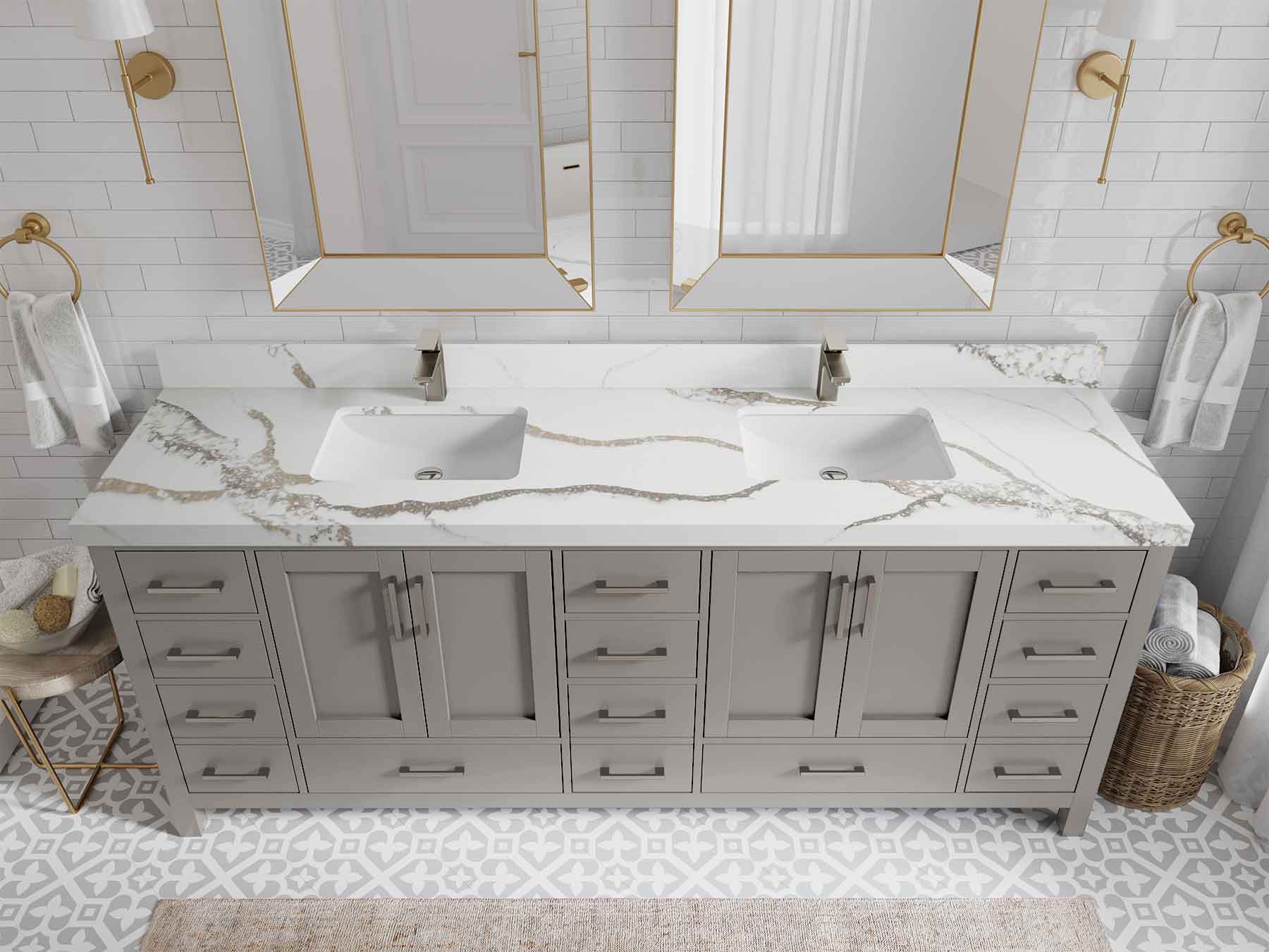 Malibu 84 in. W x 22 in. D Double Sink Bathroom Vanity - Willow Bath and Vanity