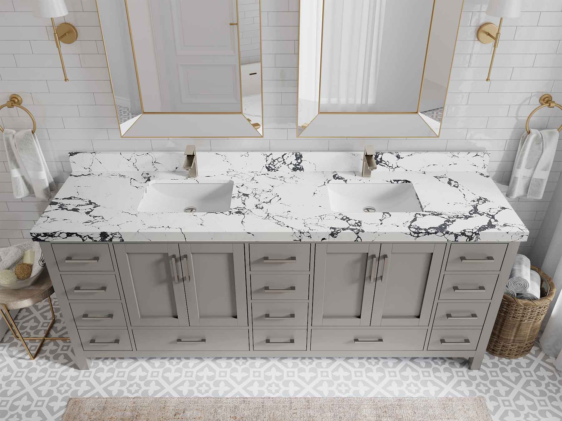 Malibu 84 in. W x 22 in. D Double Sink Bathroom Vanity - Willow Bath and Vanity
