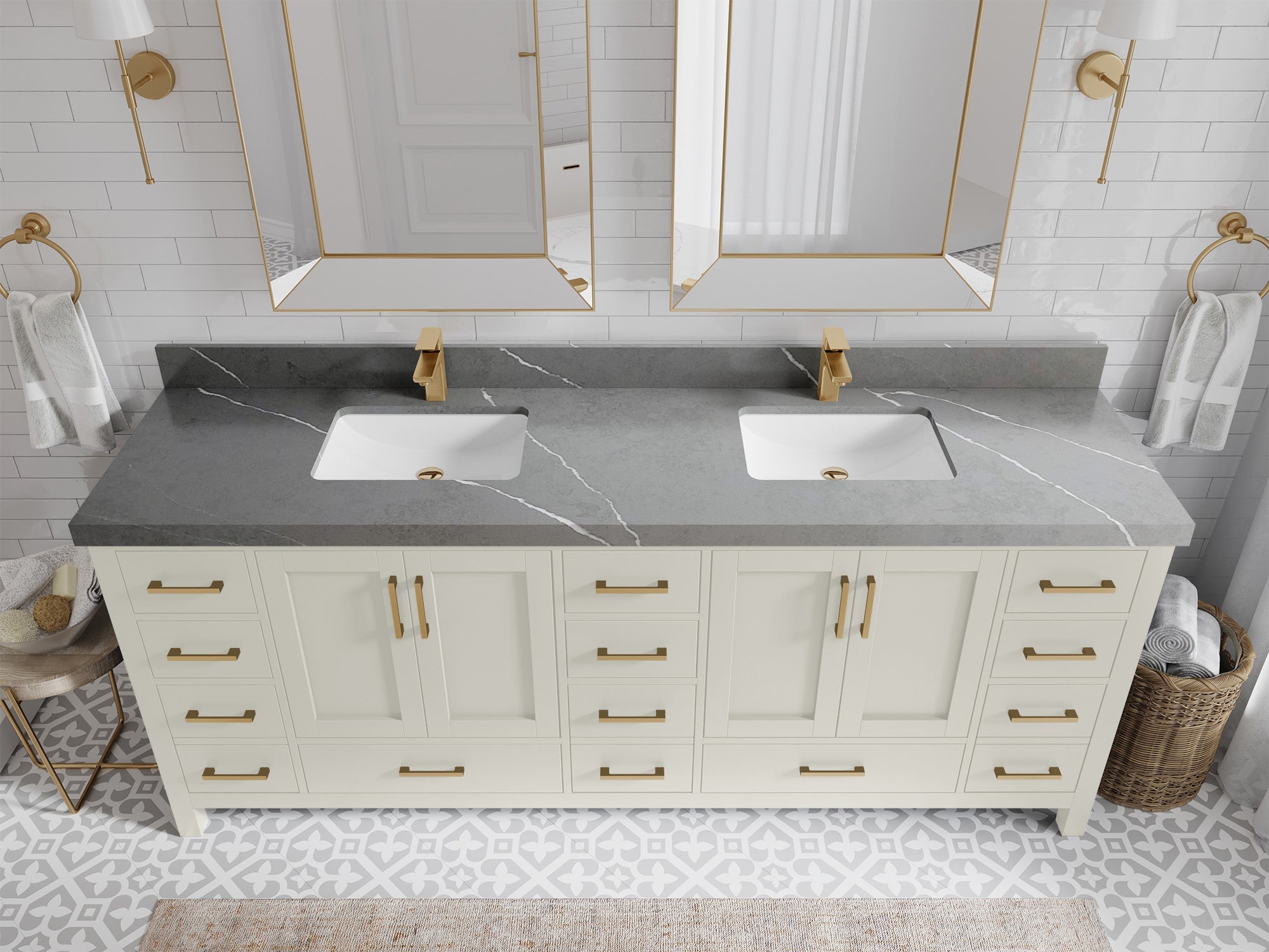Malibu 84 in. W x 22 in. D Double Sink Bathroom Vanity - Willow Bath and Vanity