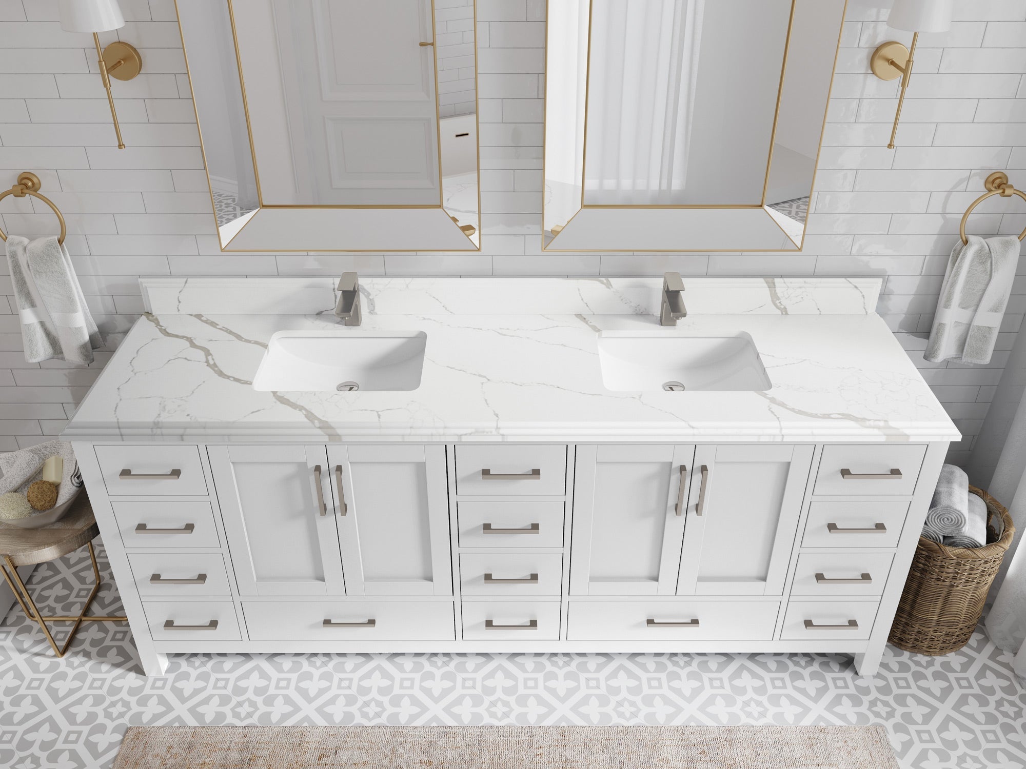 Malibu 84 in. W x 22 in. D Double Sink Bathroom Vanity - Willow Bath and Vanity