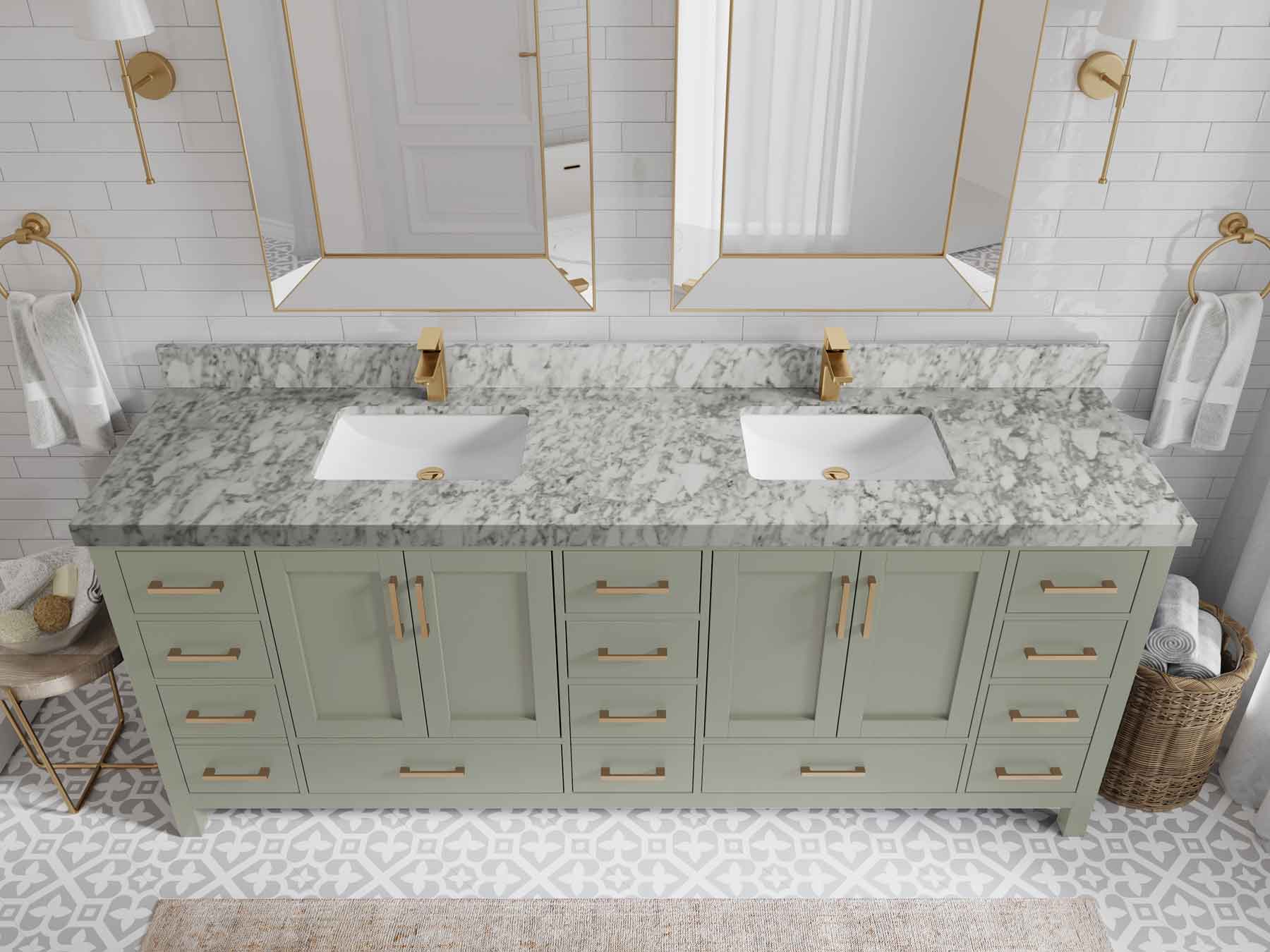 Malibu 84 in. W x 22 in. D Double Sink Bathroom Vanity - Willow Bath and Vanity