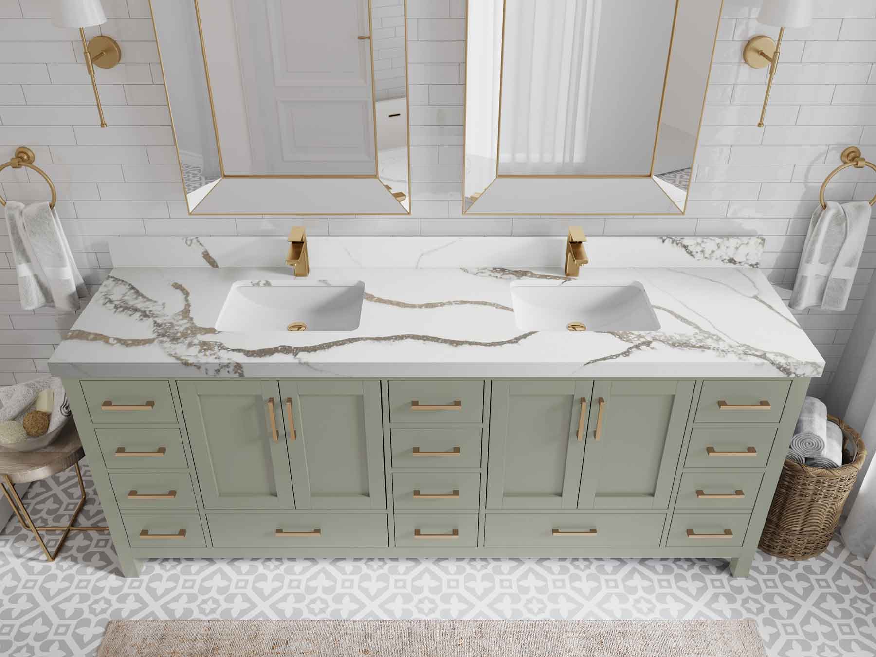 Malibu 84 in. W x 22 in. D Double Sink Bathroom Vanity - Willow Bath and Vanity