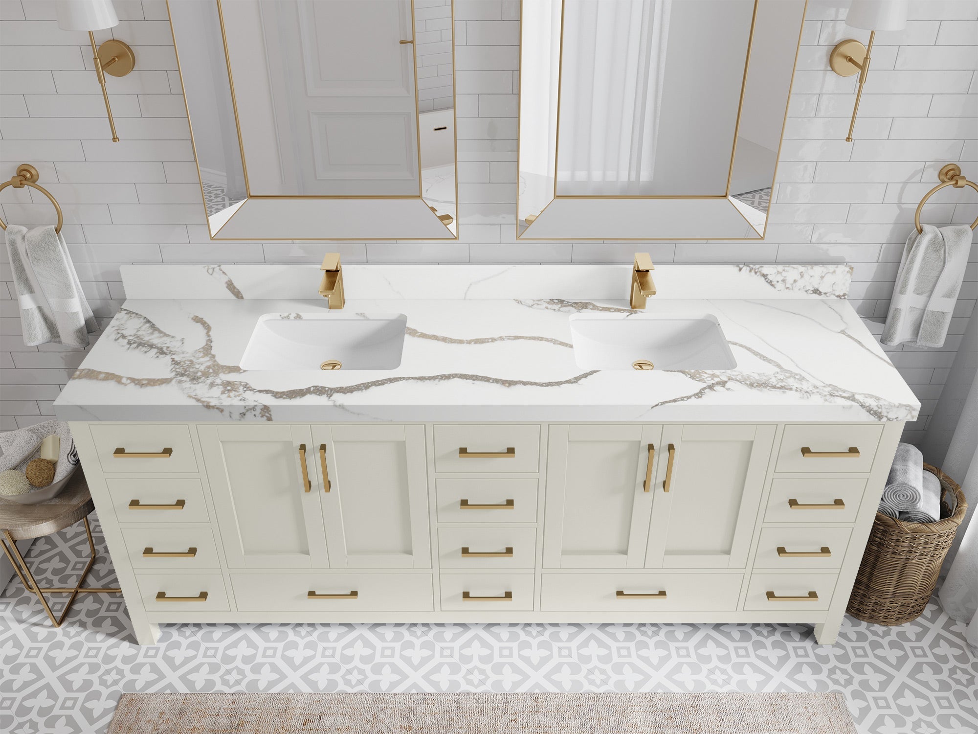 Malibu 84 in. W x 22 in. D Double Sink Bathroom Vanity - Willow Bath and Vanity