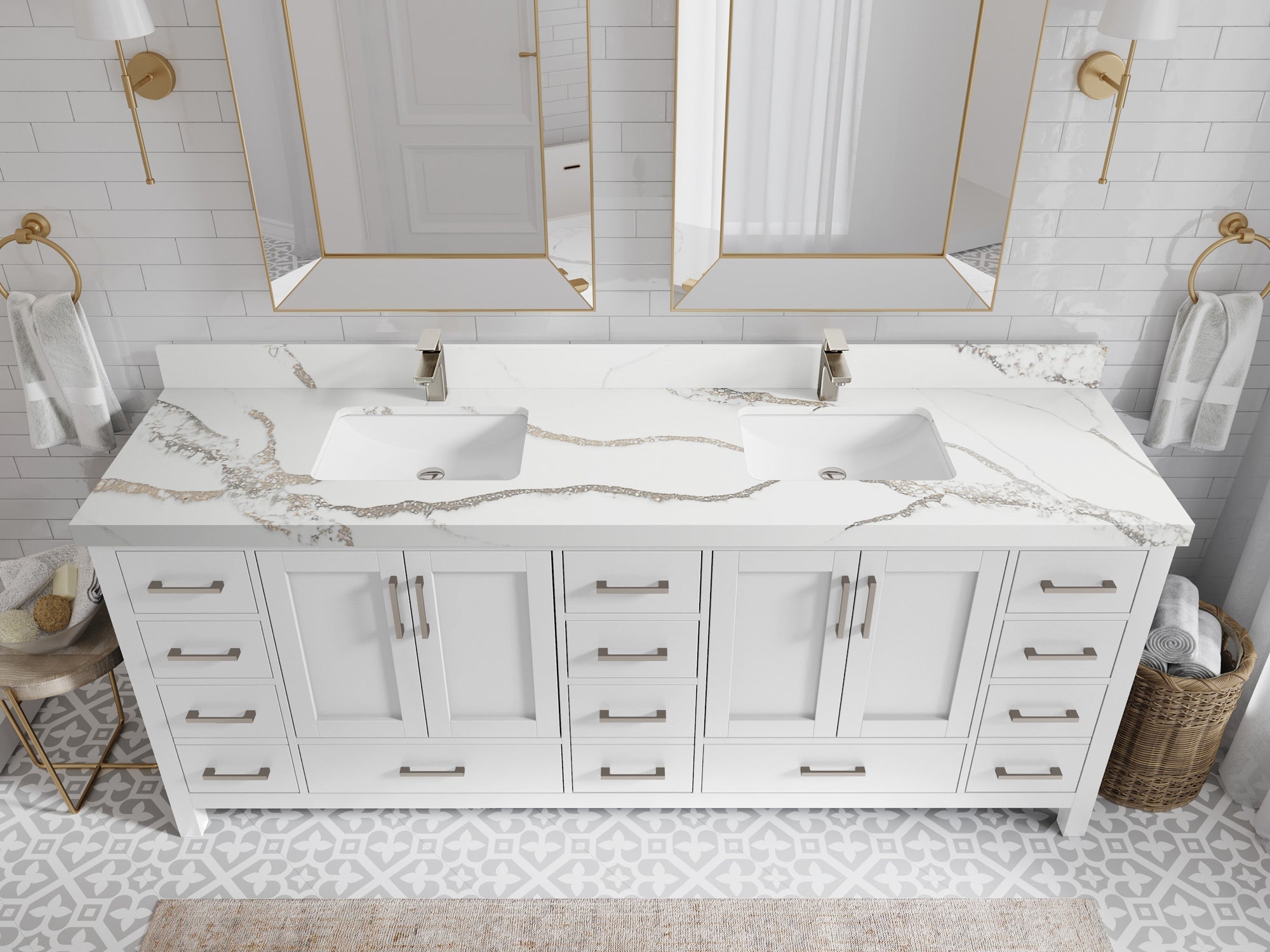 Malibu 84 in. W x 22 in. D Double Sink Bathroom Vanity - Willow Bath and Vanity