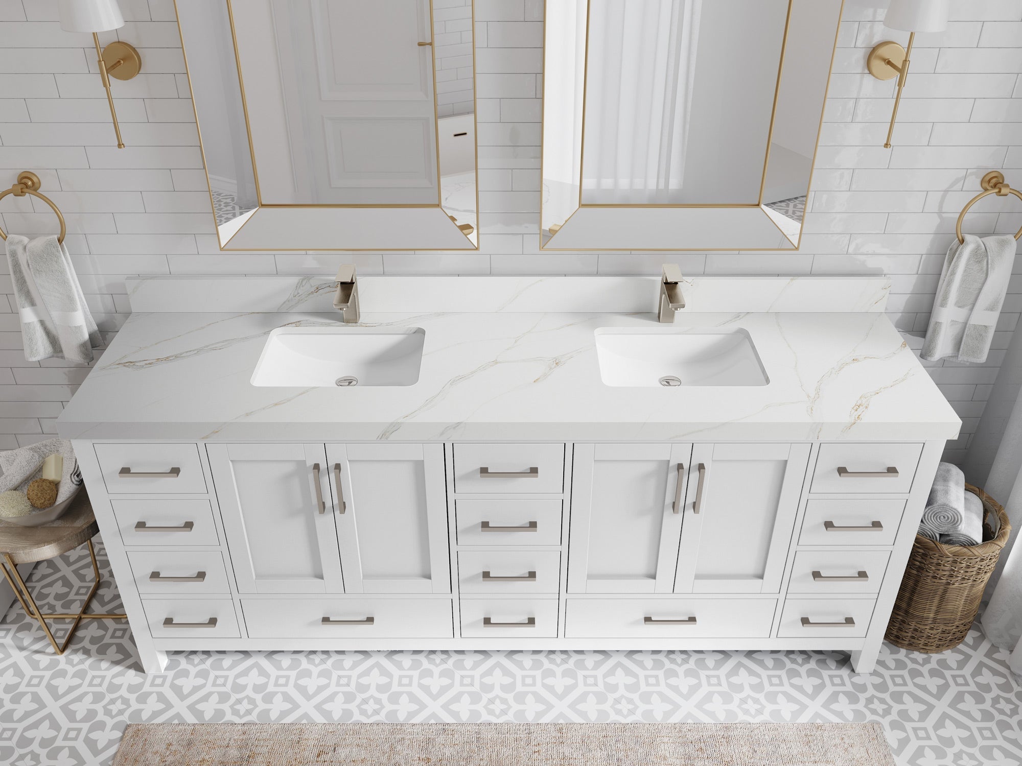 Malibu 84 in. W x 22 in. D Double Sink Bathroom Vanity - Willow Bath and Vanity