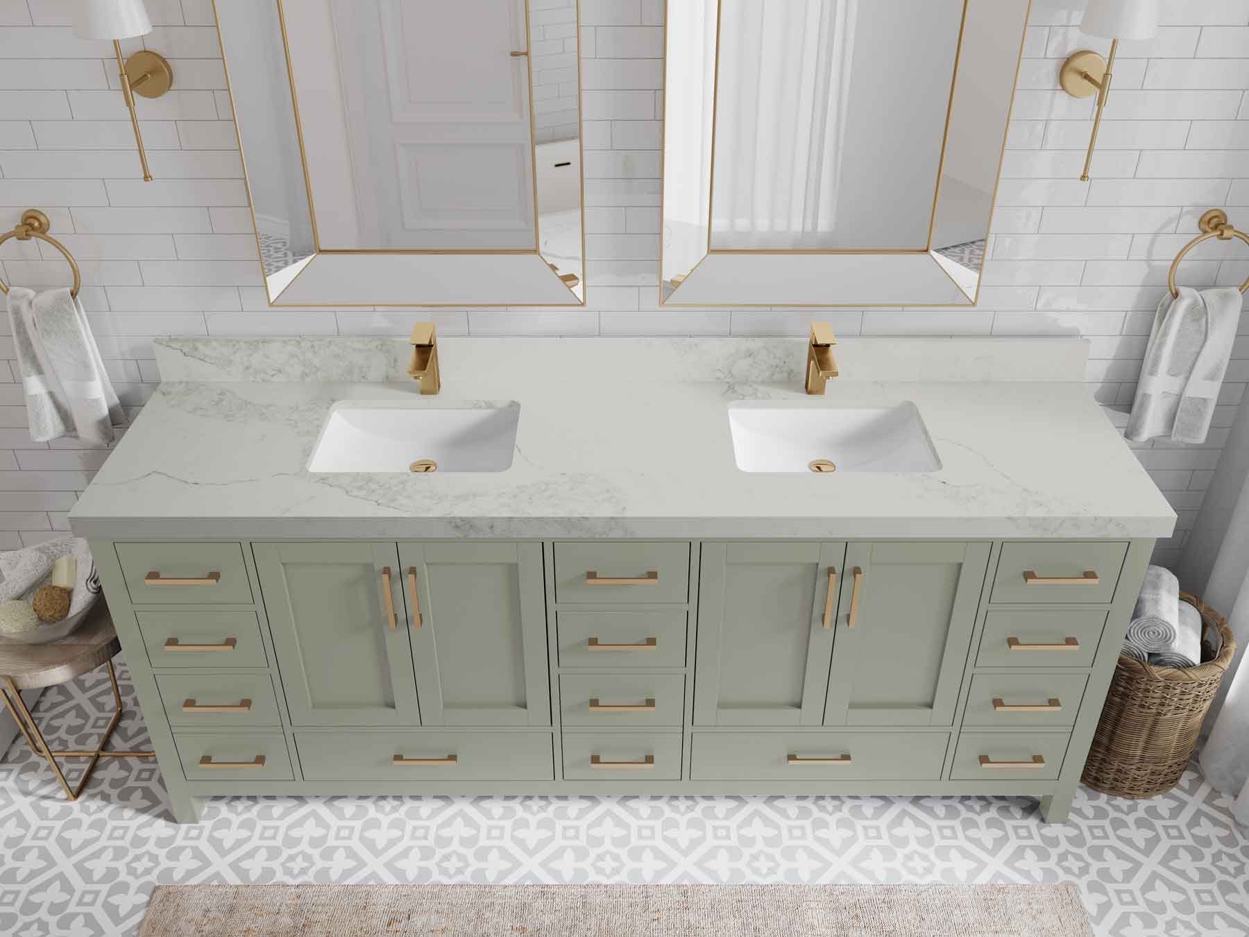 Malibu 84 in. W x 22 in. D Double Sink Bathroom Vanity - Willow Bath and Vanity