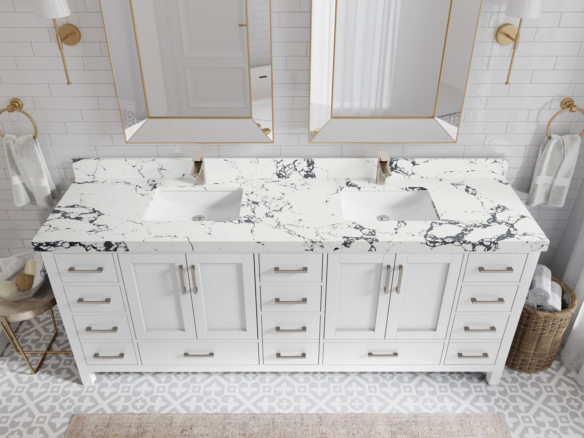 Malibu 84 in. W x 22 in. D Double Sink Bathroom Vanity - Willow Bath and Vanity