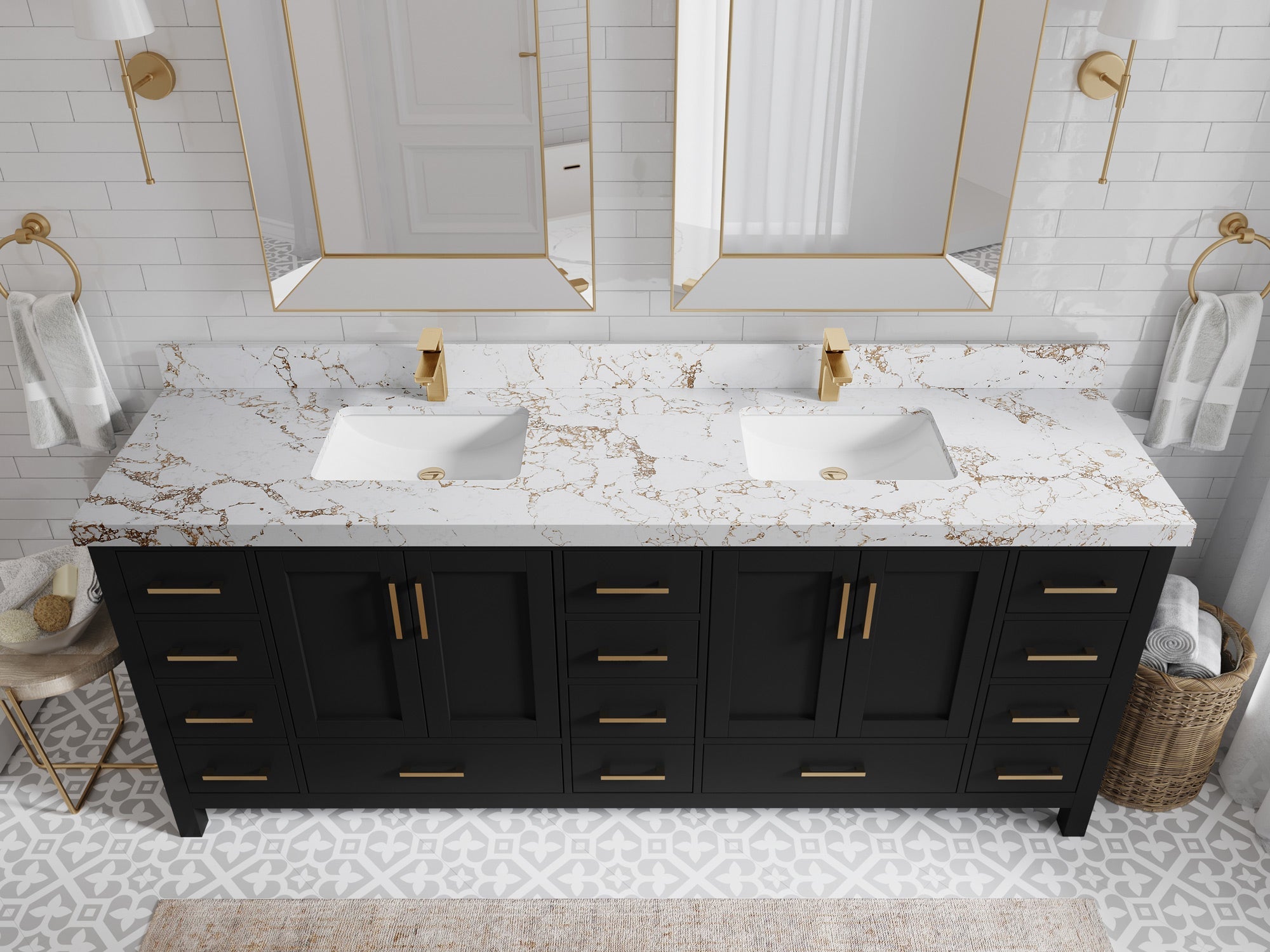 Malibu 84 in. W x 22 in. D Double Sink Bathroom Vanity - Willow Bath and Vanity