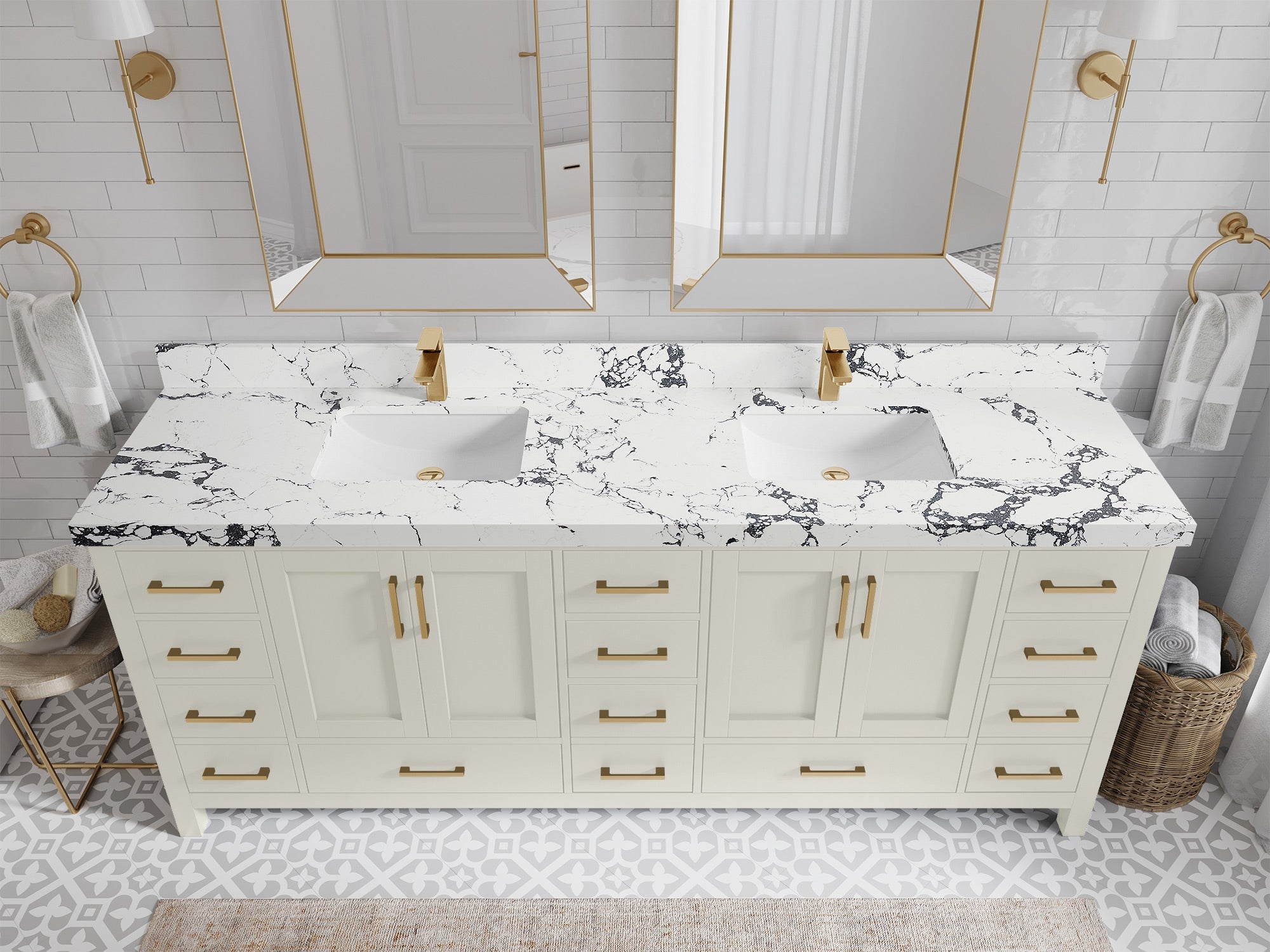 Malibu 84 in. W x 22 in. D Double Sink Bathroom Vanity - Willow Bath and Vanity