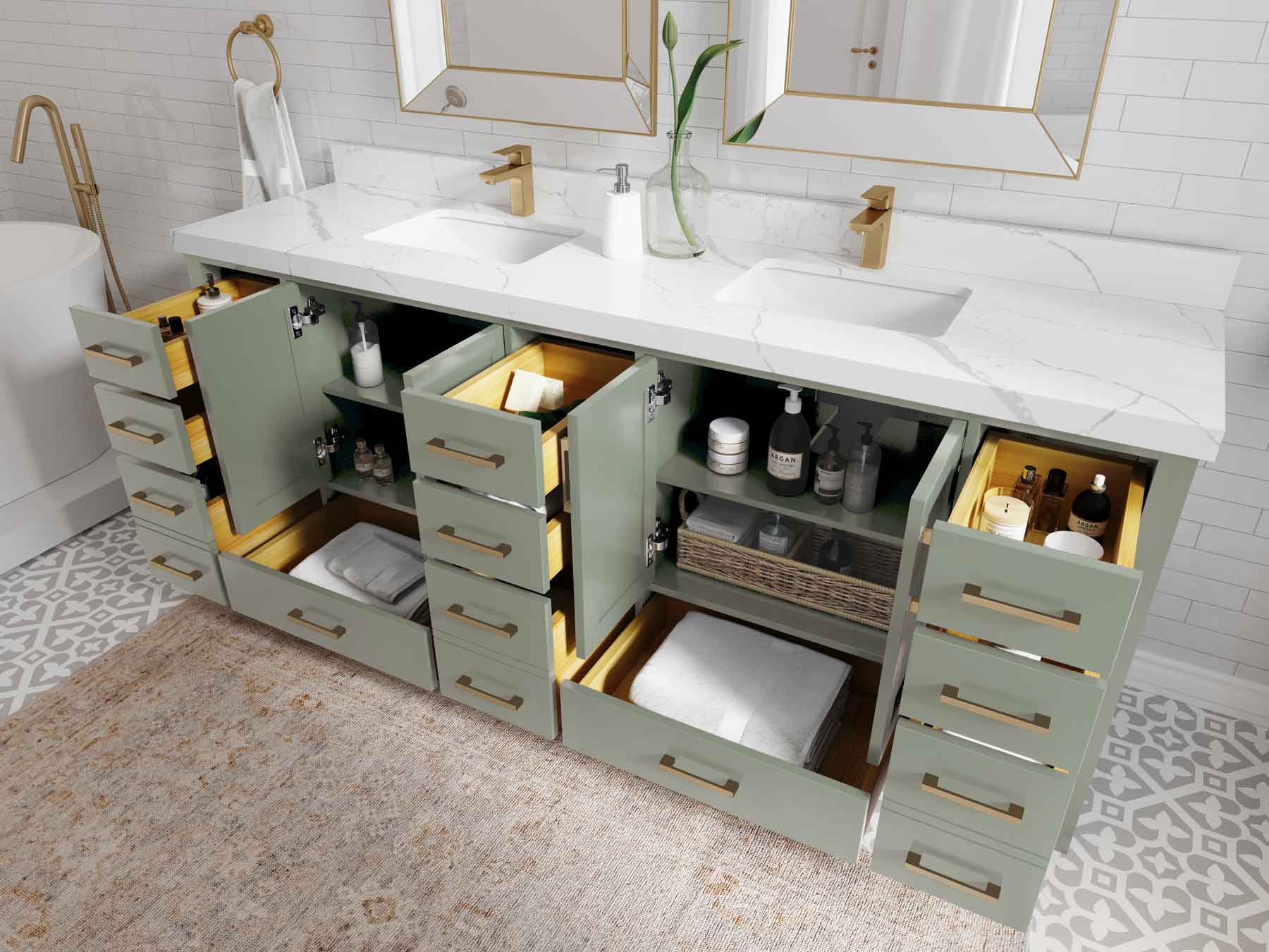 Malibu 84 in. W x 22 in. D Double Sink Bathroom Vanity - Willow Bath and Vanity