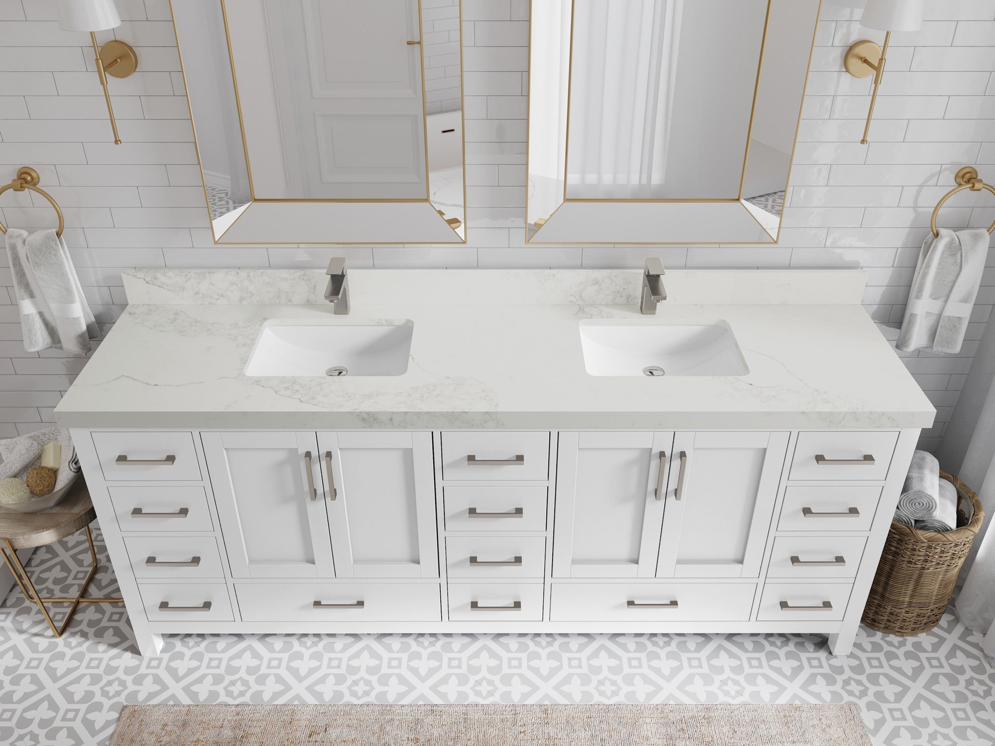 Malibu 84 in. W x 22 in. D Double Sink Bathroom Vanity - Willow Bath and Vanity