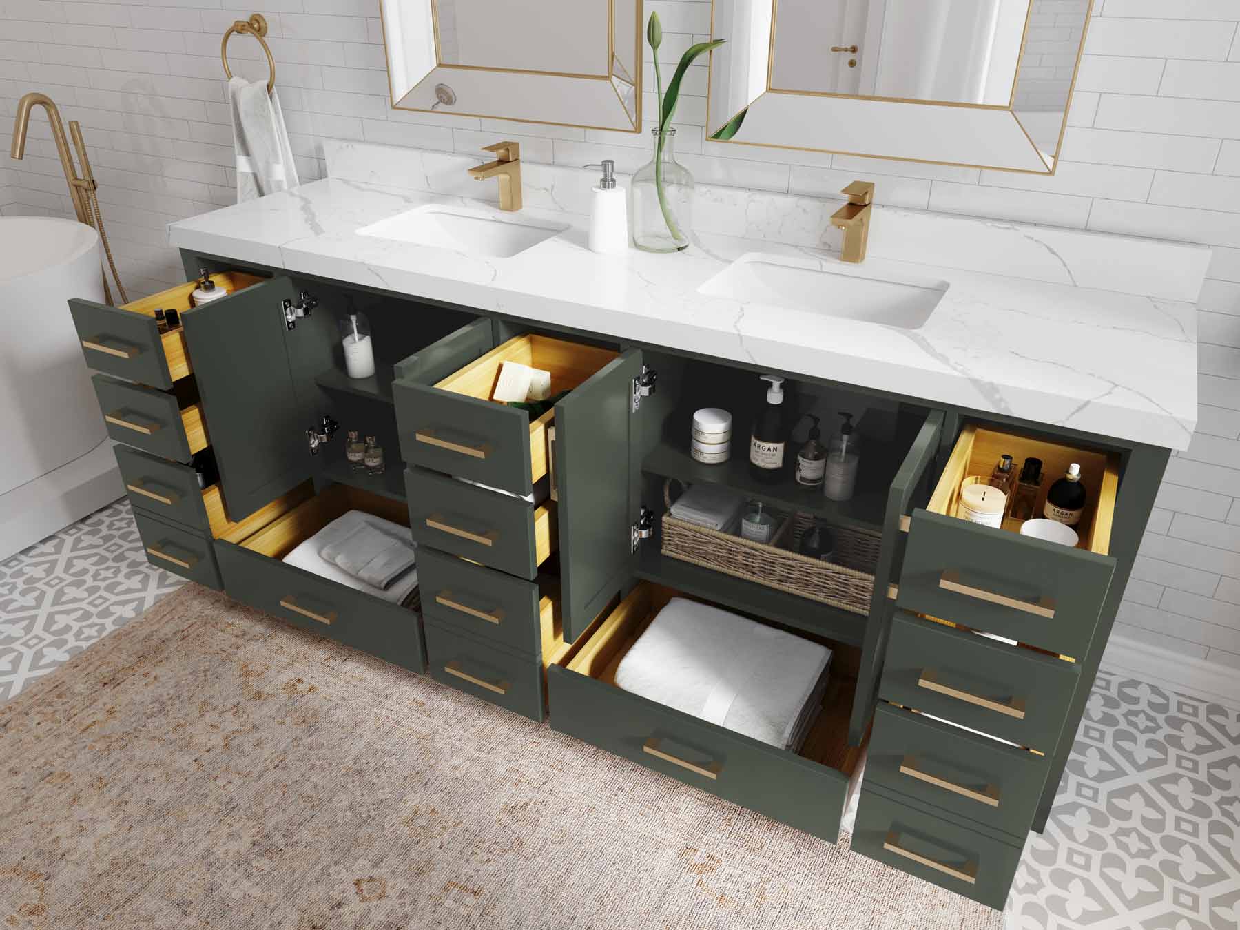 Malibu 84 in. W x 22 in. D Double Sink Bathroom Vanity - Willow Bath and Vanity