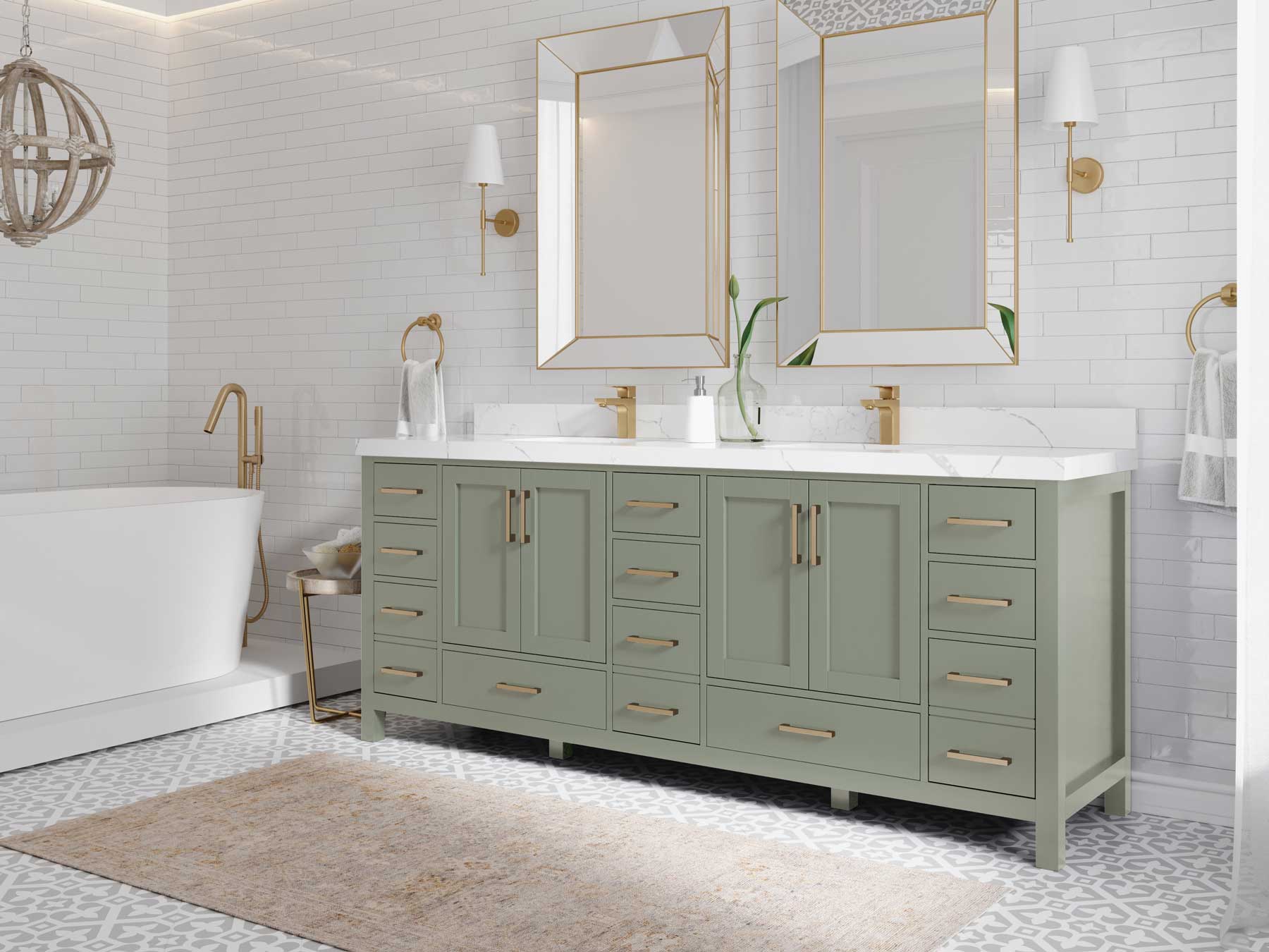Malibu 84 in. W x 22 in. D Double Sink Bathroom Vanity - Willow Bath and Vanity