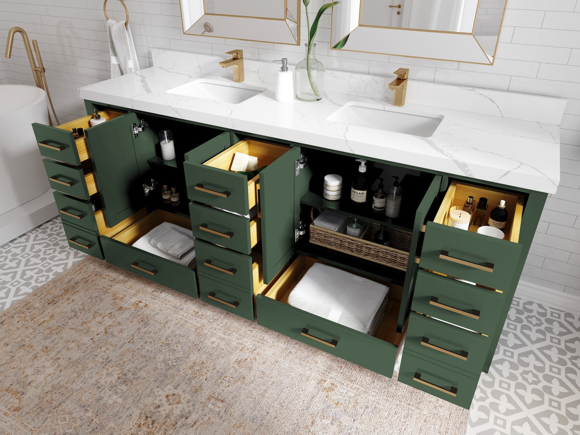 Malibu 84 in. W x 22 in. D Double Sink Bathroom Vanity - Willow Bath and Vanity