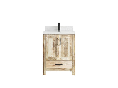 Malibu Mango Wood 24-inch bathroom vanity in Whitewashed Mango with Empira White Quartz countertop