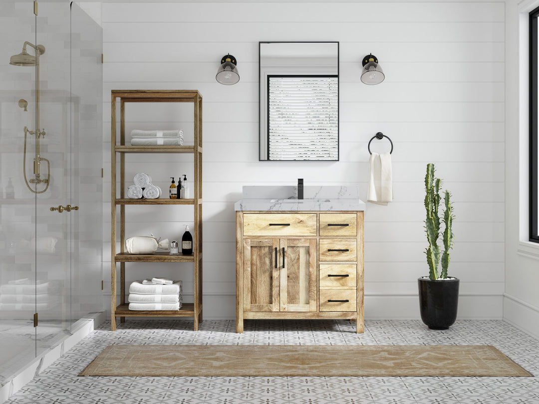 Malibu Mango Wood 36 in. W x 22 in. D Center Sink Bathroom Vanity - Willow Bath and Vanity