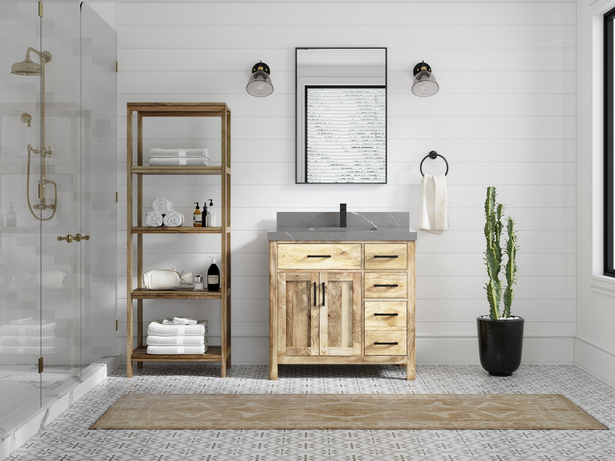 Malibu Mango Wood 36 in. W x 22 in. D Center Sink Bathroom Vanity - Willow Bath and Vanity