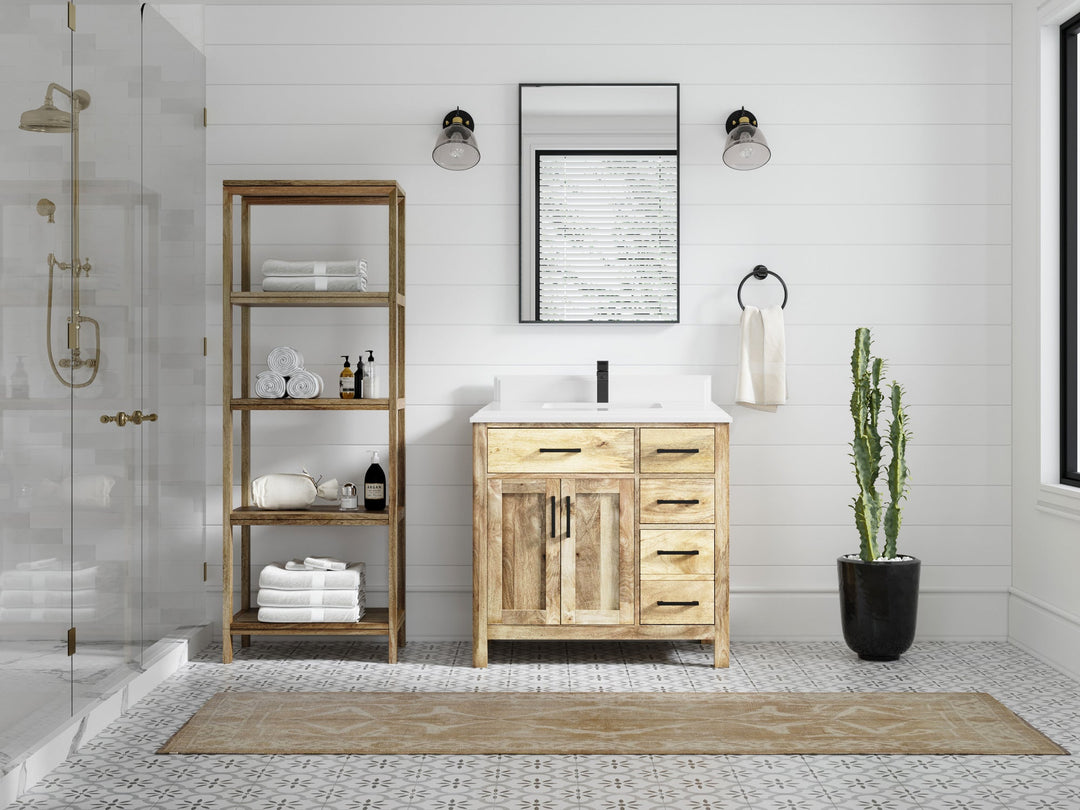 Malibu Mango Wood 36 in. W x 22 in. D Center Sink Bathroom Vanity - Willow Bath and Vanity