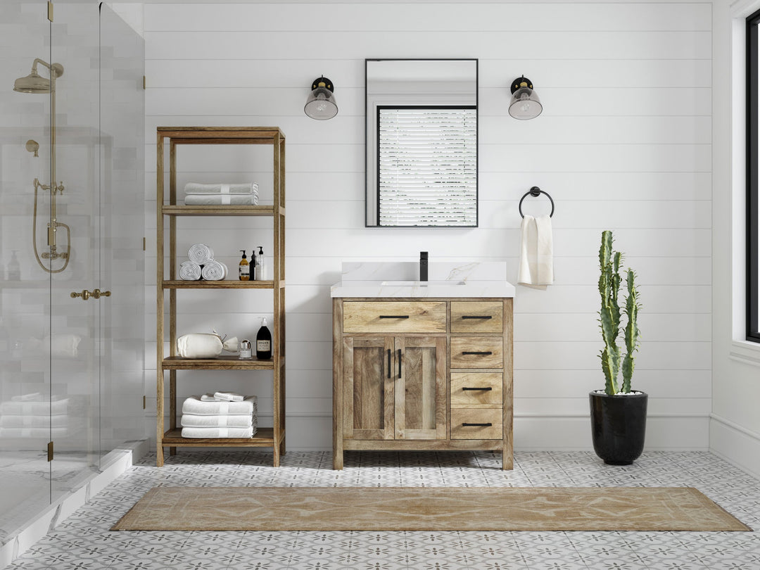 Malibu Mango Wood 36 in. W x 22 in. D Center Sink Bathroom Vanity - Willow Bath and Vanity