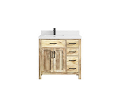 Malibu Mango Wood 36 in. W x 22 in. D Left Offset Sink Bathroom Vanity - photo 12