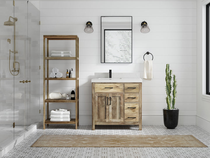 Malibu Mango Wood 36 in. W x 22 in. D Left Offset Sink Bathroom Vanity - photo 30