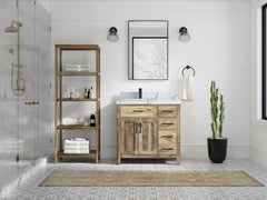 Malibu Mango Wood 36 in. W x 22 in. D Left Offset Sink Bathroom Vanity - photo 16