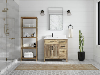 Malibu Mango Wood 36 in. W x 22 in. D Left Offset Sink Bathroom Vanity - Willow Bath and Vanity