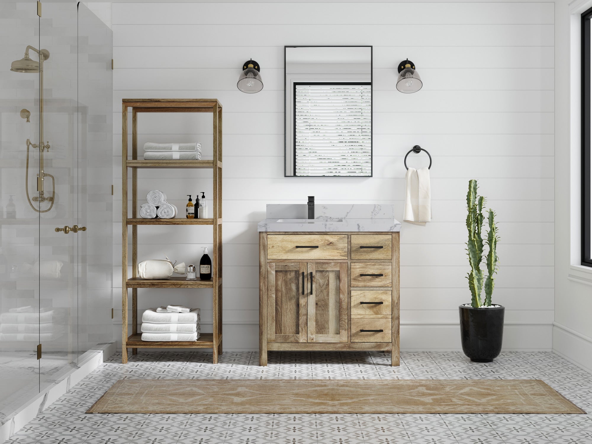 Malibu Mango Wood 36 in. W x 22 in. D Left Offset Sink Bathroom Vanity - Willow Bath and Vanity