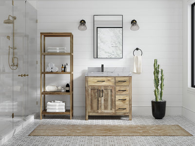Malibu Mango Wood 36 in. W x 22 in. D Left Offset Sink Bathroom Vanity - Willow Bath and Vanity