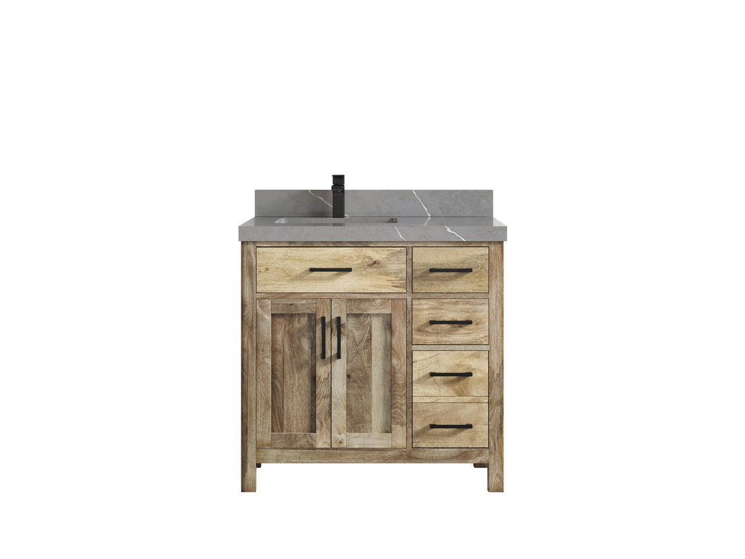 Malibu Mango Wood 36 in. W x 22 in. D Left Offset Sink Bathroom Vanity - Willow Bath and Vanity