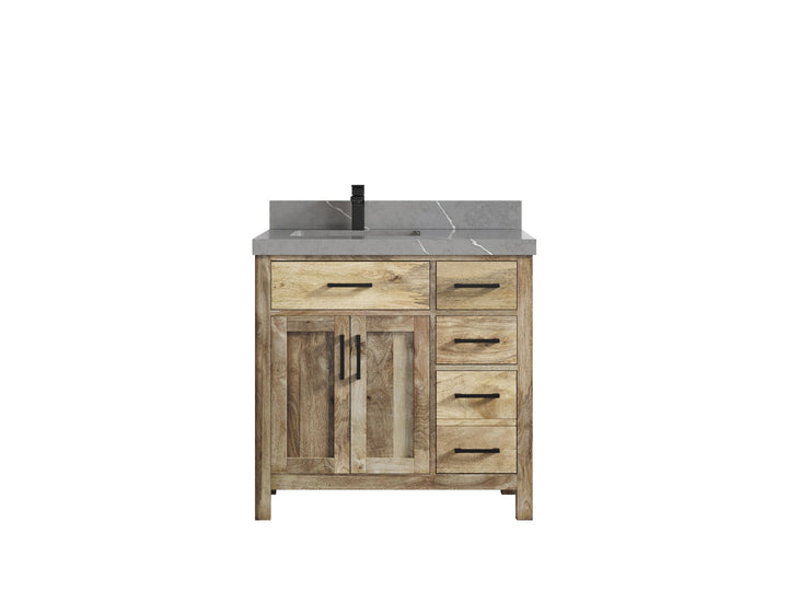Malibu Mango Wood 36 in. W x 22 in. D Left Offset Sink Bathroom Vanity - photo 41