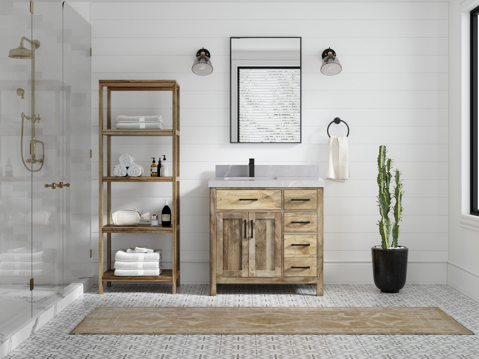 Malibu Mango Wood 36 in. W x 22 in. D Left Offset Sink Bathroom Vanity - Willow Bath and Vanity