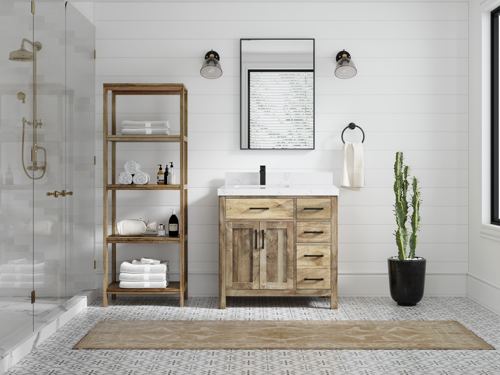 Malibu Mango Wood 36 in. W x 22 in. D Left Offset Sink Bathroom Vanity - Willow Bath and Vanity