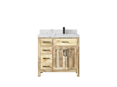 Malibu Mango Wood 36 in. W x 22 in. D Right Offset Sink Bathroom Vanity - photo 45