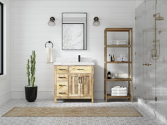 Malibu Mango Wood 36 in. W x 22 in. D Right Offset Sink Bathroom Vanity - photo 20