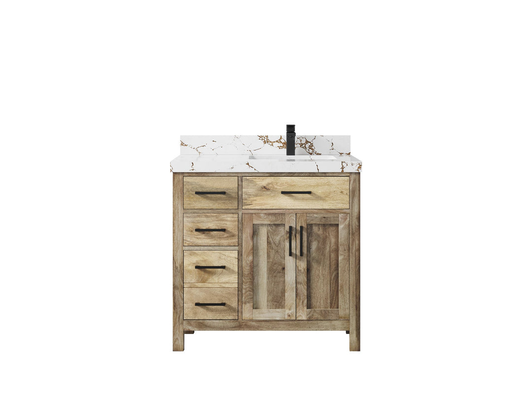 Malibu Mango Wood 36 in. W x 22 in. D Right Offset Sink Bathroom Vanity - Willow Bath and Vanity