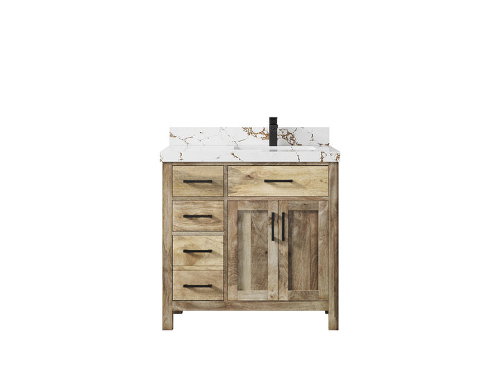 Malibu Mango Wood 36 in. W x 22 in. D Right Offset Sink Bathroom Vanity - photo 43