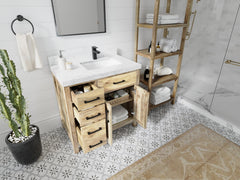 Malibu Mango Wood 36 in. W x 22 in. D Right Offset Sink Bathroom Vanity - photo 3